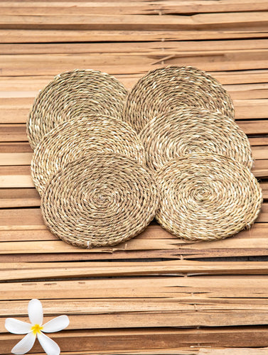 Sabai Grass Coasters - Natural Beige (Large, Set of 6)