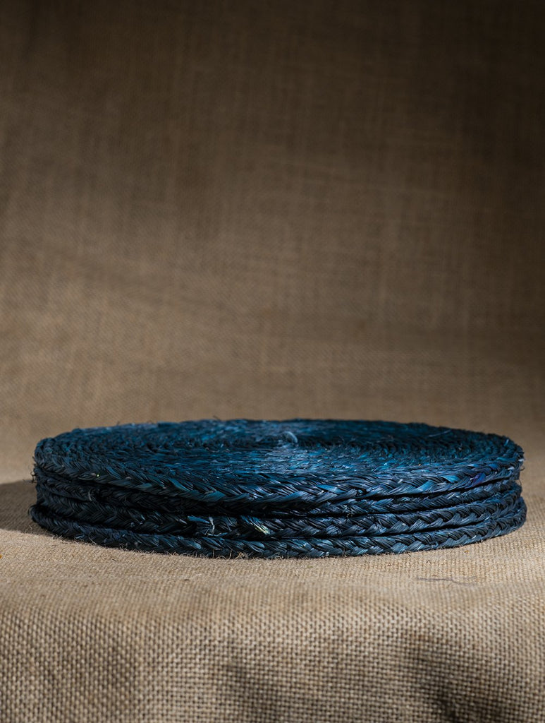 Sabai Grass Table Pot Holders - Royal Blue (Large, Set of 4)