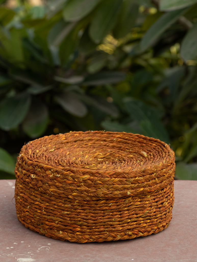 Sabai Grass Round Multi-Utility Basket with Lid - The India Craft House 