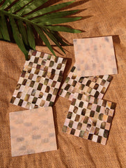 Shell Craft Coasters - Beige & Black (Set of 6)