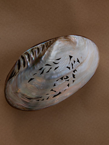 Shell Craft Multi-Utility Decorative Box (Oval; Rustic Wooden Base)