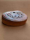 Shell Craft Multi-Utility Decorative Box (Oval; Rustic Wooden Base)