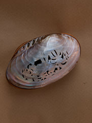 Shell Craft Multi-Utility Decorative Box (Oval; Rustic Wooden Base)