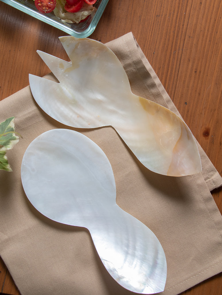 Shell Craft Salad Spoons - (Set of 2) - The India Craft House 