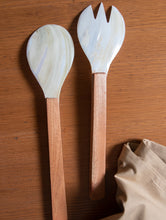 Load image into Gallery viewer, Shell Craft Salad Spoons With Wooden Handles - (Set of 2) - The India Craft House 