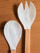 Load image into Gallery viewer, Shell Craft Salad Spoons With Wooden Handles - (Set of 2) - The India Craft House 
