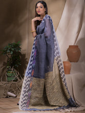 Load image into Gallery viewer, Soft Handwoven Bengal Cotton Saree With Ikat Border- Grey