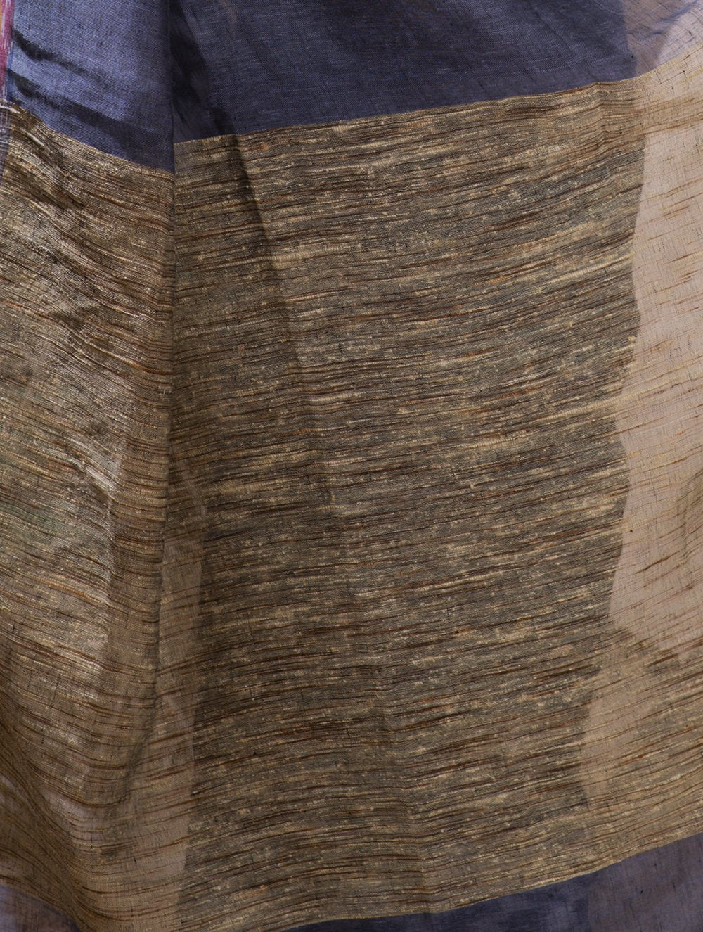 Soft Handwoven Bengal Cotton Saree With Ikat Border- Grey