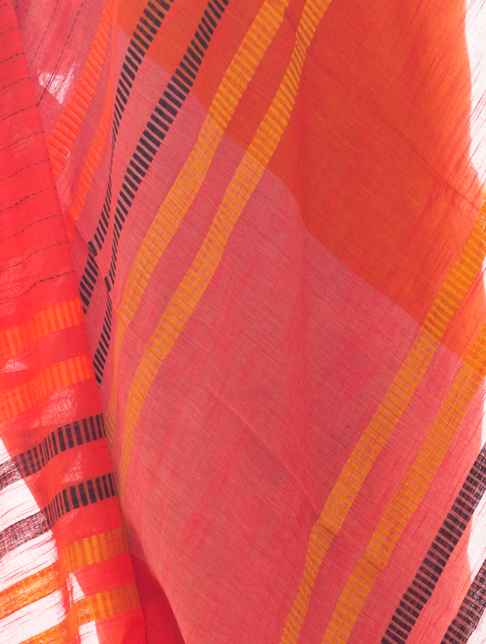 Load image into Gallery viewer, Soft Bengal Handwoven Kantha Stitch Cotton Saree - Orange &amp; Mustard