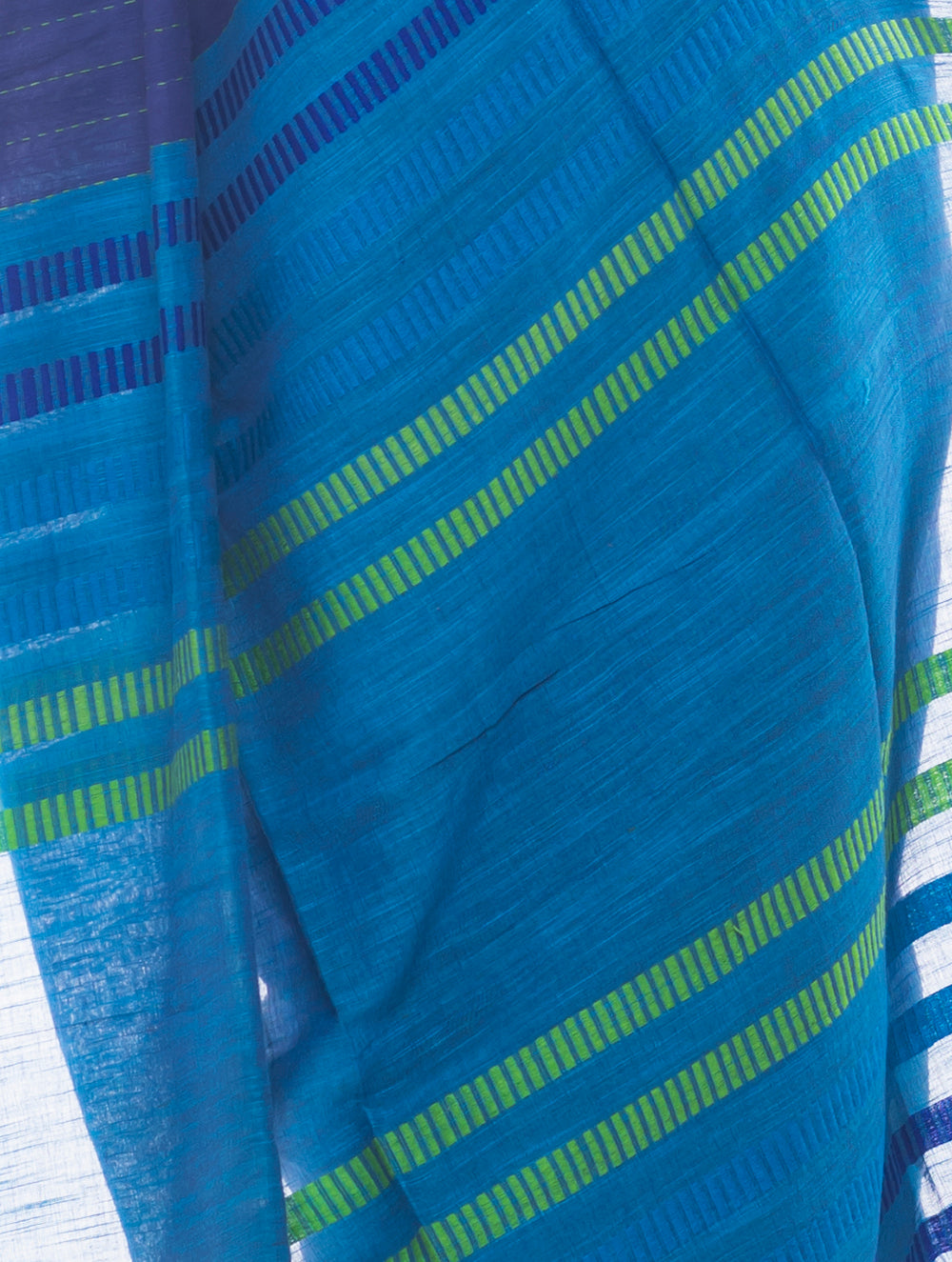 Load image into Gallery viewer, Soft Bengal Handwoven Khadi Cotton Saree - Blue &amp; Green 