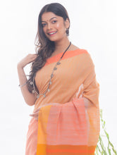 Load image into Gallery viewer, Soft Bengal Handwoven &amp; Kantha Stitch Cotton Saree - Vibrant Orange