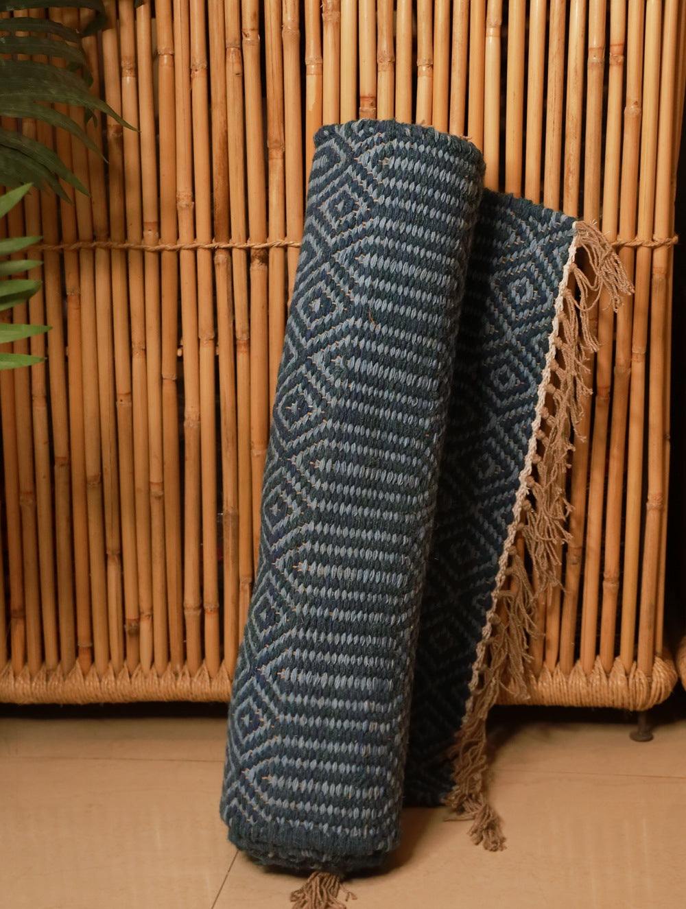 Buy Soft Cotton Woven Yoga Mat - Blue Online
