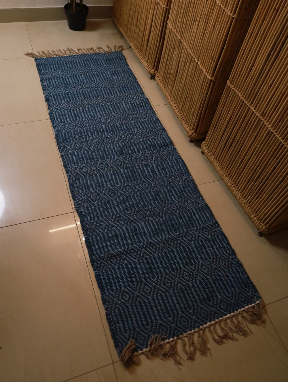 Soft Cotton Woven Yoga Mat - Blue 