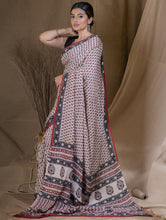 Load image into Gallery viewer, Soft &amp; Flowing  Bagru Block Printed Modal Silk Saree - Garden of Fleurs (With Blouse Piece)