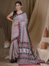 Load image into Gallery viewer, Soft &amp; Flowing  Bagru Block Printed Modal Silk Saree - Garden of Fleurs (With Blouse Piece)