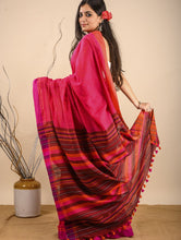 Load image into Gallery viewer, Soft &amp; Graceful. Pure Handwoven Khadi Cotton Saree (With Blouse Piece) - Warm Pink