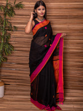 Load image into Gallery viewer, Striking &amp; Vibrant. Pure Handwoven Linen Saree with Bootis (With Blouse Piece)