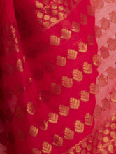 Load image into Gallery viewer, Stunning Beauty. Pure Linen Handwoven Jamdani Saree - Vibrant Red &amp; Gold (With Blouse Piece)