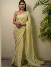 Load image into Gallery viewer, Summer Breeze - Lehariya, Soft Mul &amp; Gota Saree - Lime &amp; Peach (With Blouse Piece)