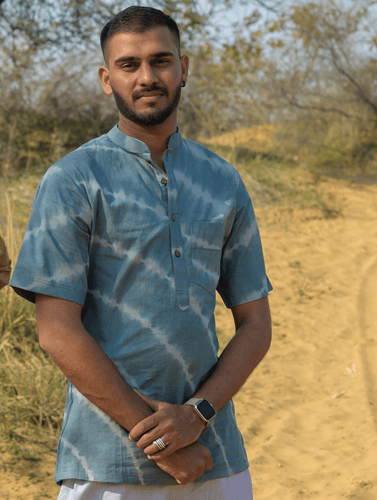 Summer Breeze - Tie & Dye Cotton Shirt - Dull Blue