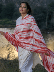 Summer Breeze - Tie & Dye, Chanderi & Gota Dupatta - Deep Red