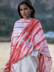 Summer Breeze - Tie & Dye, Chanderi & Gota Dupatta - Deep Red