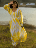 Summer Breeze - Tie & Dye, Soft Mul Long Yellow Dress