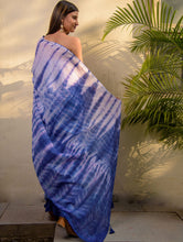 Load image into Gallery viewer, Summer Breeze - Tie &amp; Dye, Soft Mul Saree With Trimmings - Blues (With Blouse Piece)