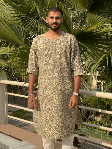 Summer Kurta - Dabu Hand Block Printed (Paisley Motifs)