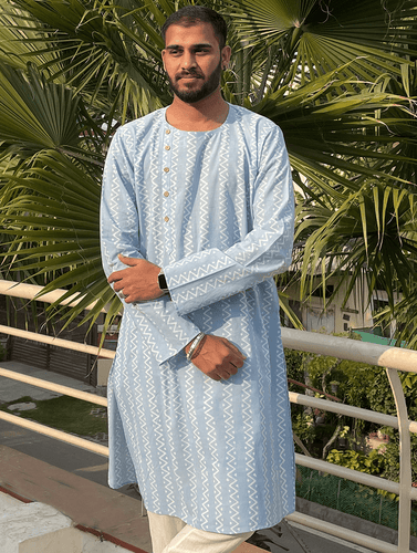 Summer Kurta - Dabu Hand Block Printed (Zig Zag)