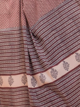 Load image into Gallery viewer, Summer Classics. Bagru Block Printed Mulmul Cotton Saree - Brown Buds