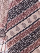 Load image into Gallery viewer, Summer Classics. Bagru Block Printed Mulmul Cotton Saree - White Rose