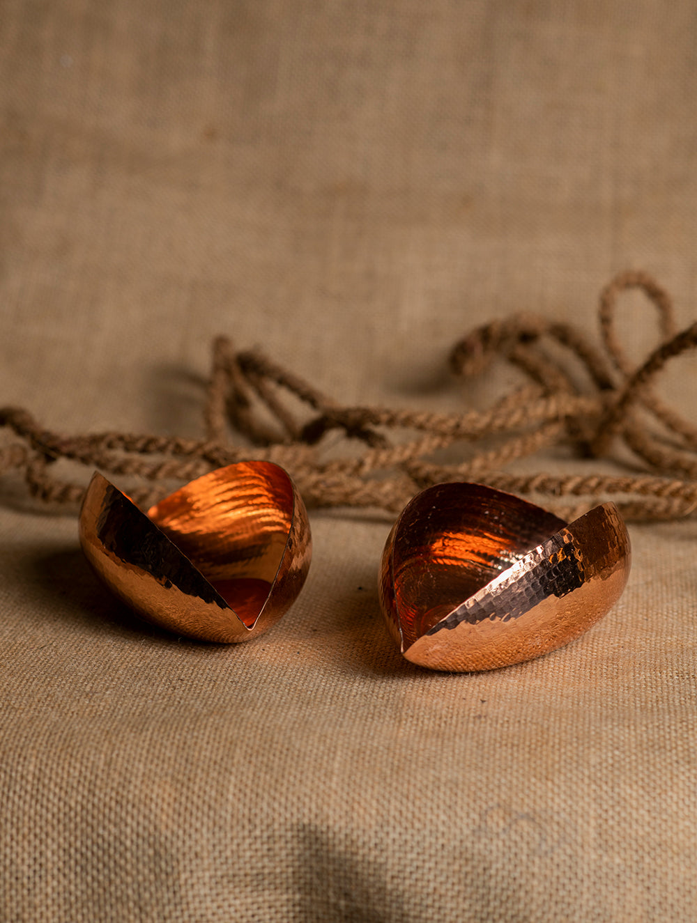 Load image into Gallery viewer, Tambat Handbeaten Copper Tealight Pods (Set of 2)