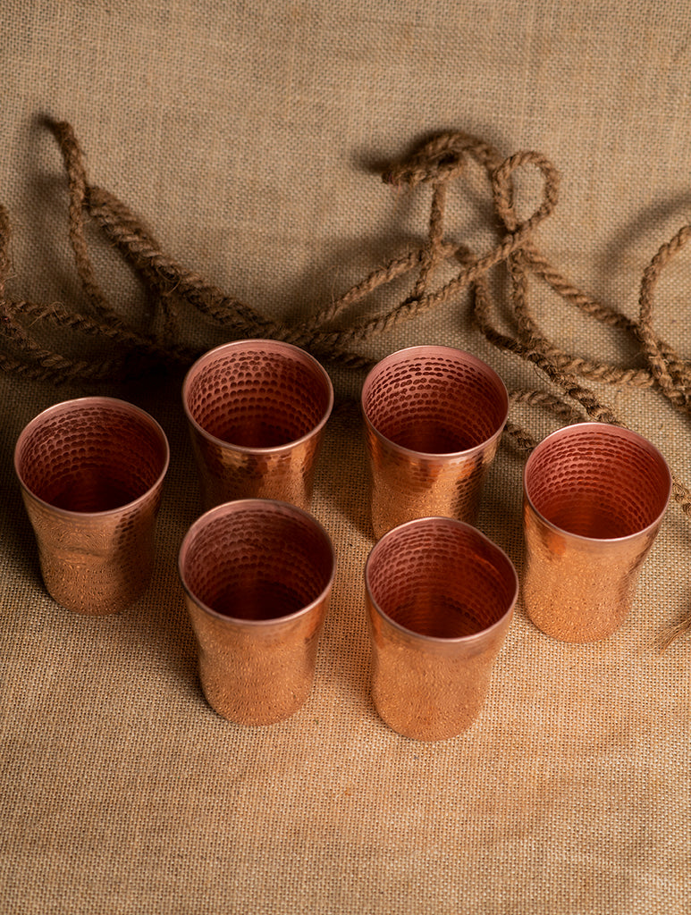 Tambat Handbeaten Copper Tumblers (Set of 6)