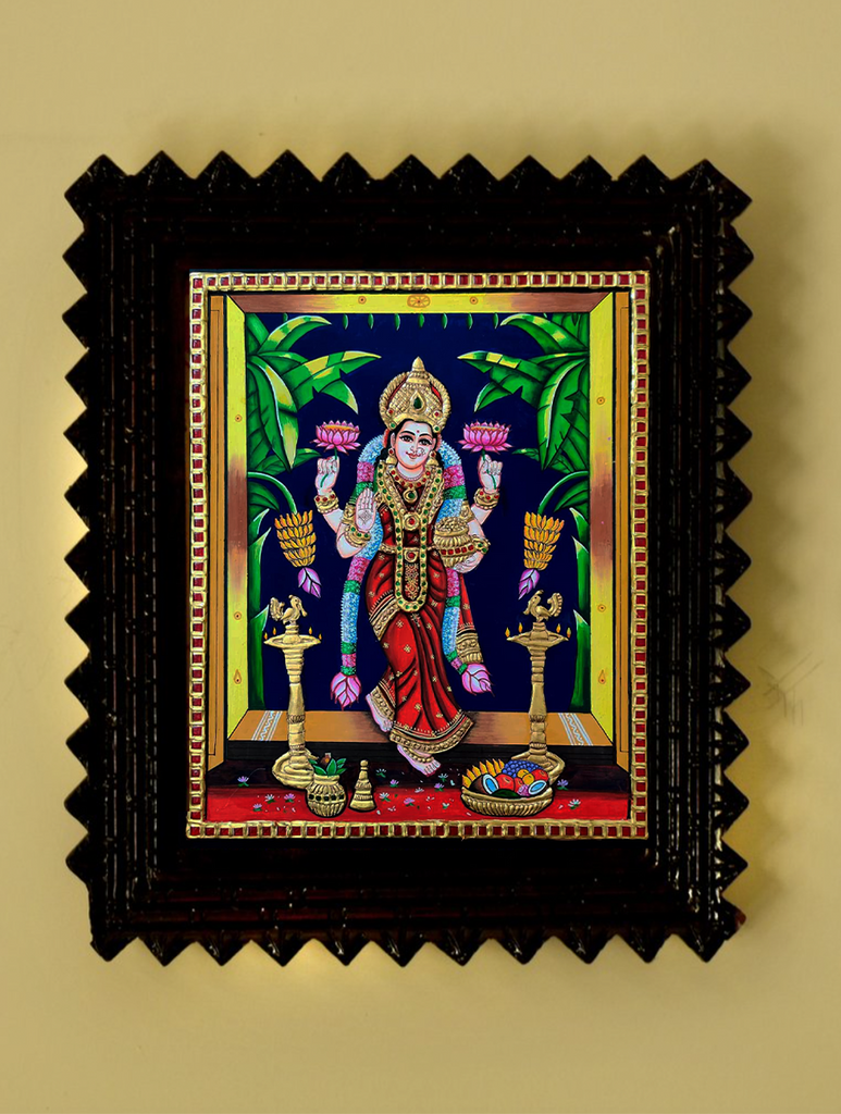 Tanjore Painting In Chettinad Frame  - Goddess Laxmi