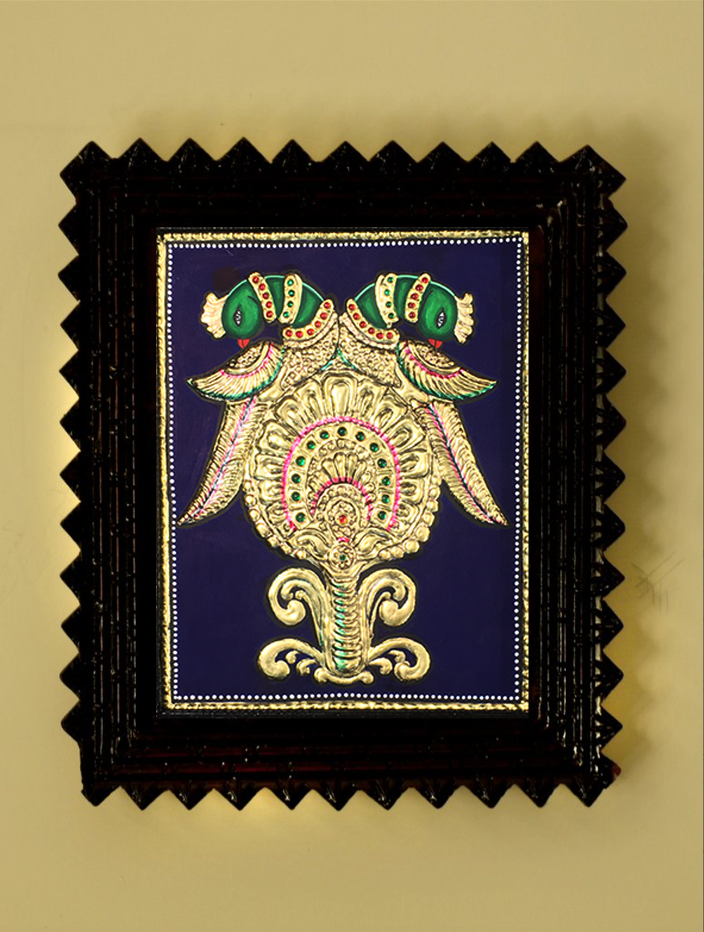 Load image into Gallery viewer, Tanjore Painting In Chettinad Frame  - Parrots