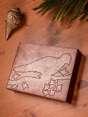 Tarakashi Wooden Engraved Decorative Utility Box, Large