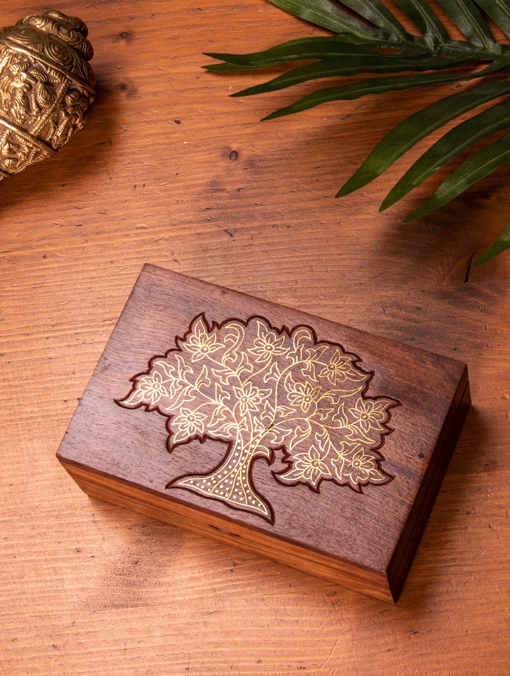 Tarakashi Wooden Engraved Decorative Utility Box, Small