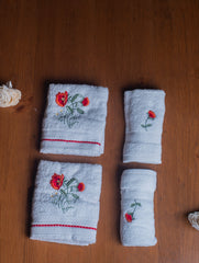 The Floral Collection - Embroidered Towel Sets (Hand & Face Towels, Set of 4)