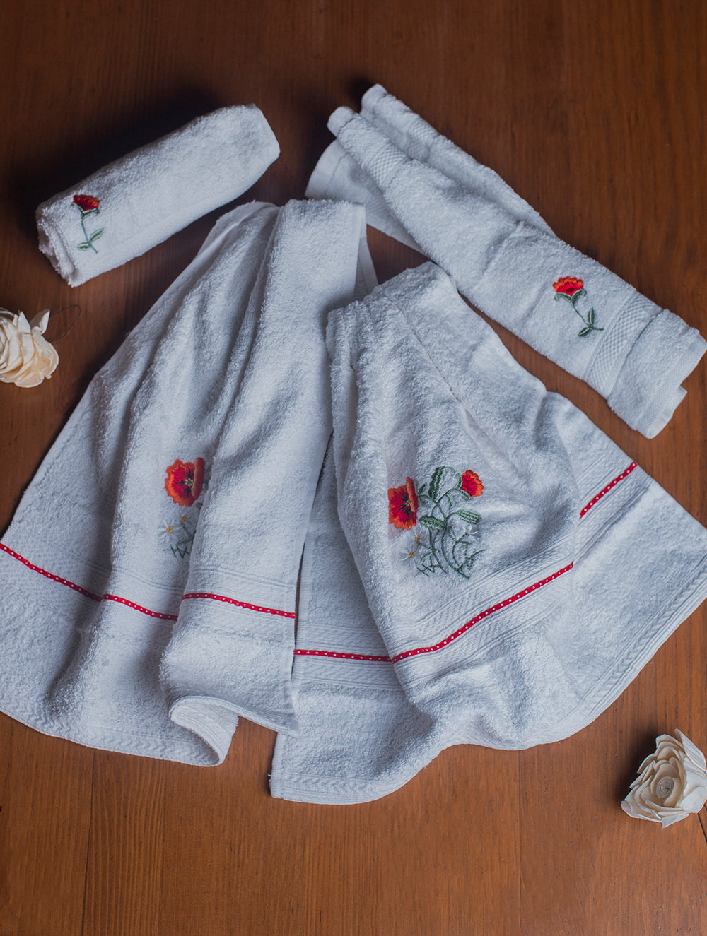 The Floral Collection - Embroidered Towel Sets (Hand & Face Towels, Set of 4)