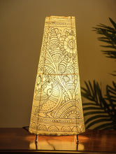 Load image into Gallery viewer, The India Craft House Andhra Black &amp; White Painted Leather Table Lamp Shade - Bird Motif