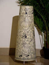 Load image into Gallery viewer, The India Craft House Andhra Black &amp; White Painted Leather Table Lamp Shade - Dasha Avatar