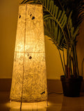 The India Craft House Andhra Black & White Painted Leather Table Lamp Shade - Dasha Avatar