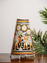 Load image into Gallery viewer, The India Craft House Andhra Multicoloured Painted Leather Table Lamp Shade - Elephant Motif