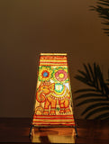 The India Craft House Andhra Multicoloured Painted Leather Table Lamp Shade - Elephant Motif