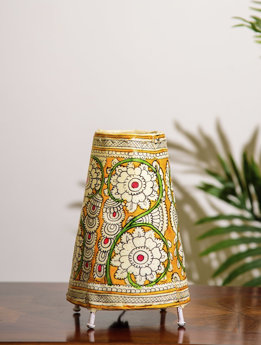 Load image into Gallery viewer, The India Craft House Andhra Multicoloured Painted Leather Table Lamp Shade - Floral Motif