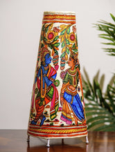 Load image into Gallery viewer, The India Craft House Andhra Multicoloured Painted Leather Table Lamp Shade - Krishna &amp; Radha