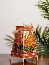 Load image into Gallery viewer, The India Craft House Andhra Multicoloured Painted Leather Table Lamp Shade - Vinayak Ganesha