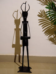 The India Craft House Bastar Tribal Curio Musical Man Figurine - Large