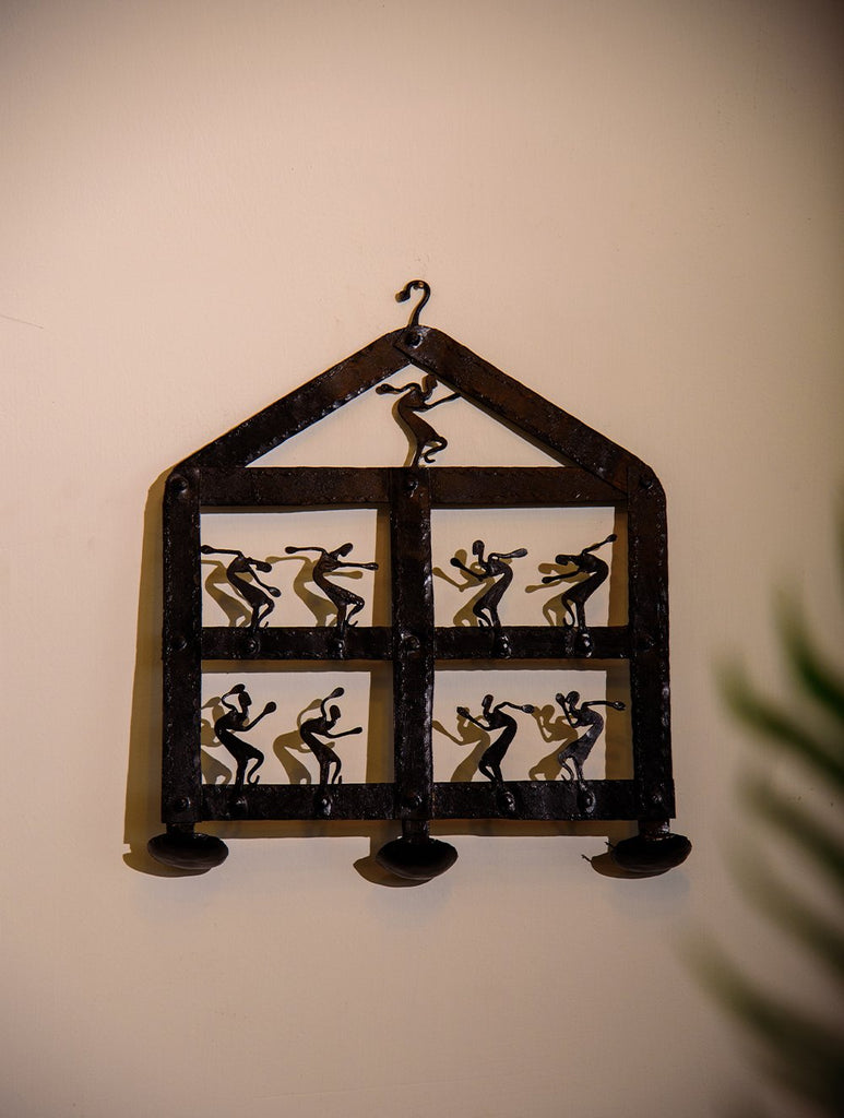 The India Craft House Bastar Tribal Dancing Women Candle Holder Wall Hanging